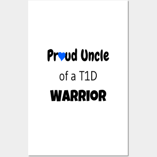 Proud Uncle Black Font Blue Heart Posters and Art